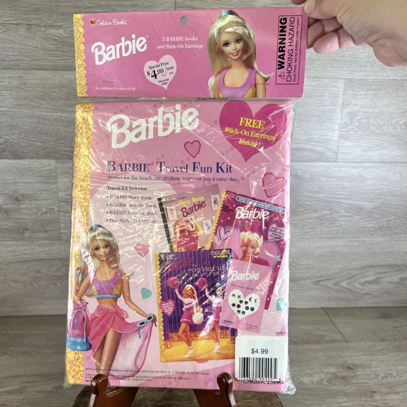 NIB Mattel 1998 Barbie Travel Fun Kit w/ Busy Barbie Little Gold Book, Coloring - Picture 9 of 10